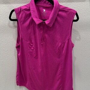 Sleeveless Zip Polo in Fuchsia Golf Shirt